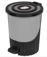 Ведро для мусора 8 л. с педалью серо-черный Dunya Plastik