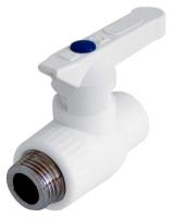 Полипропиленовый кран шаровый Ф20*1/2 НР рычаг PRO 