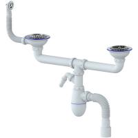 Сифон 3 1/2 для двойной мойки В 731 V UNICORN с круглым переливом 