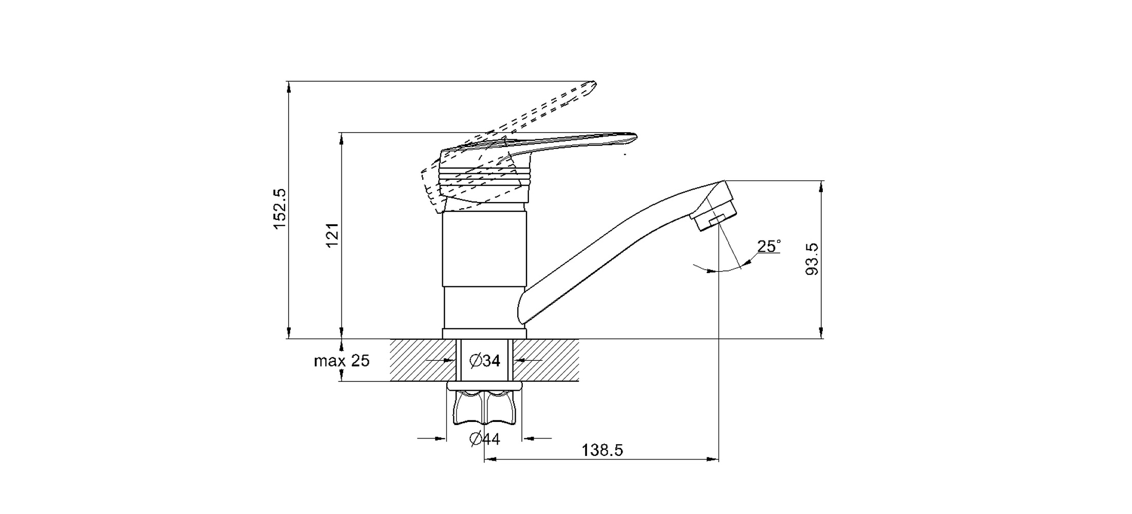 Смеситель для кухни G-lauf 4G4-В181 латунь