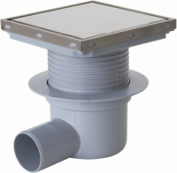 Трап ТQ 5812 15*15 Ф50 горизонтальный, нержавеющая решетка, разъёмный, сухой