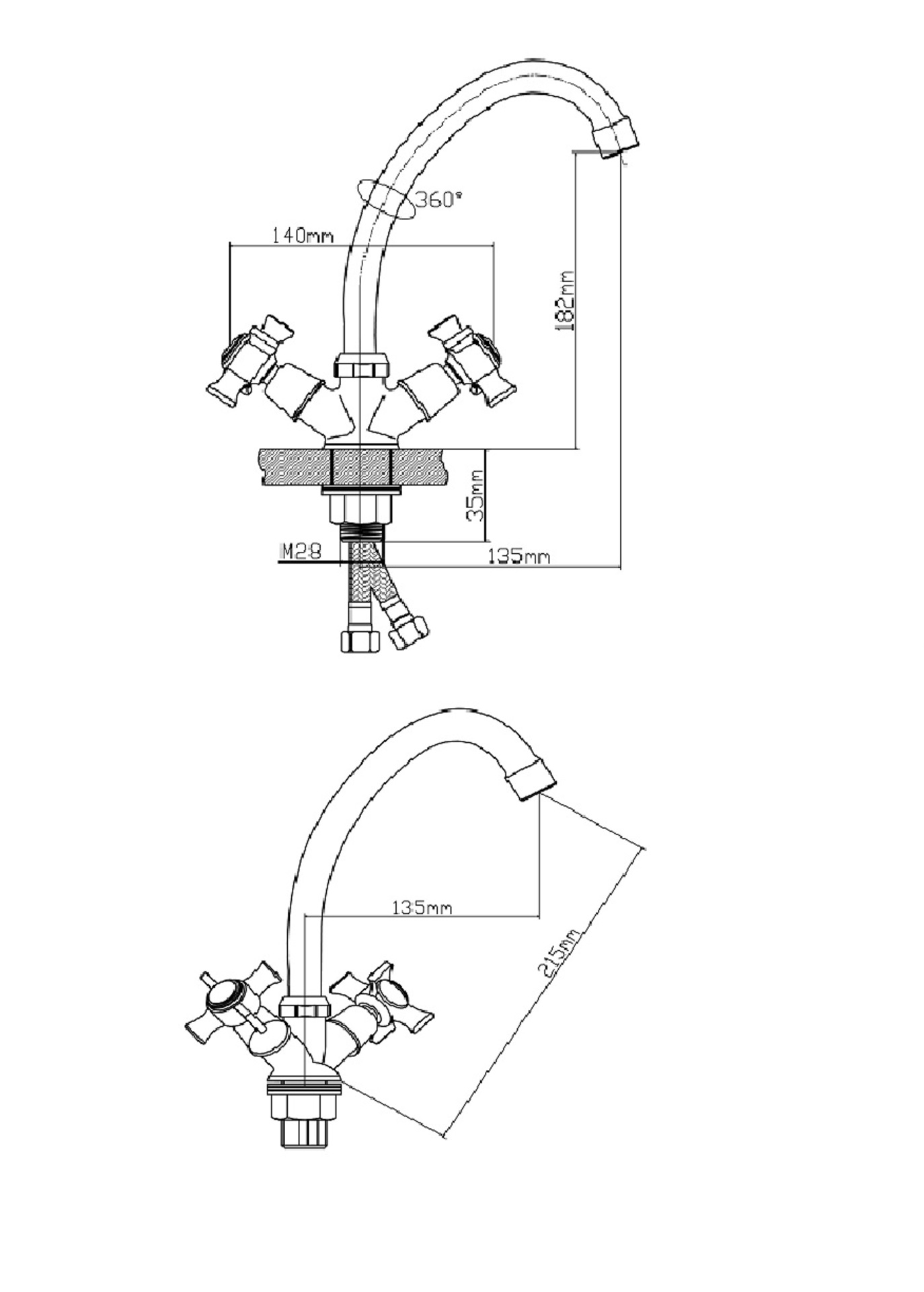 Смеситель для кухни BOOU ВА5333-8F-B723 латунь