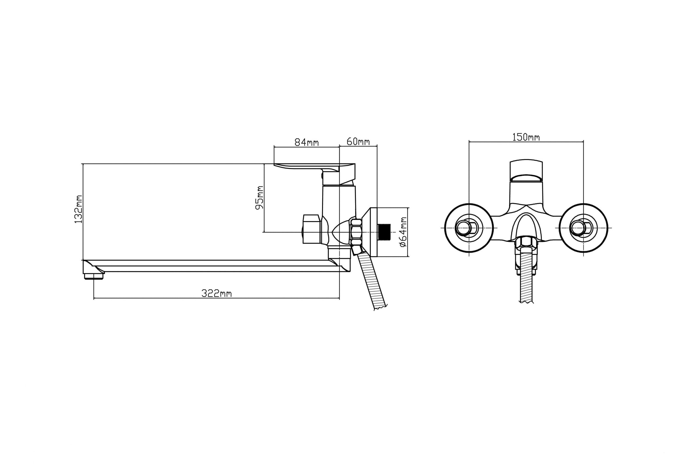 Смеситель для ванны BOOU В8274-18F латунь