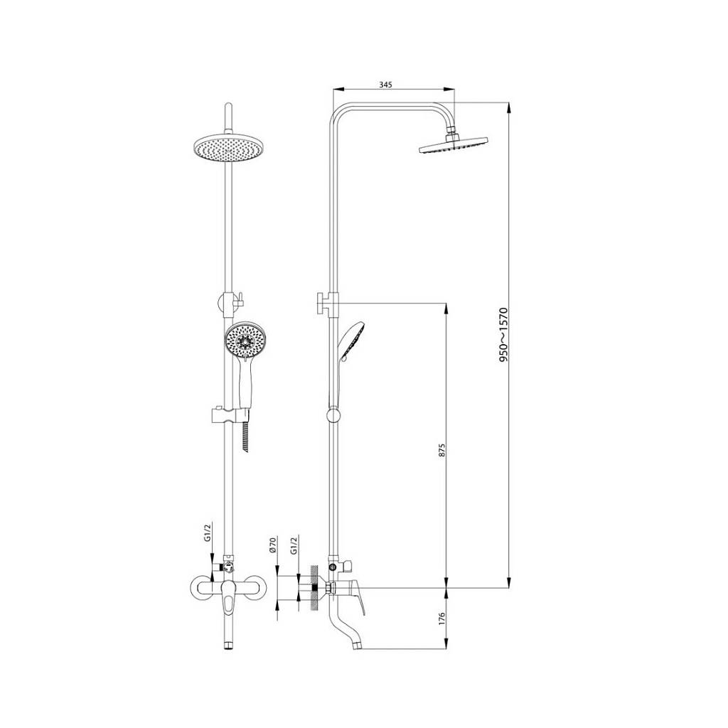 Стойка для душа TRIGOR C10-C-401