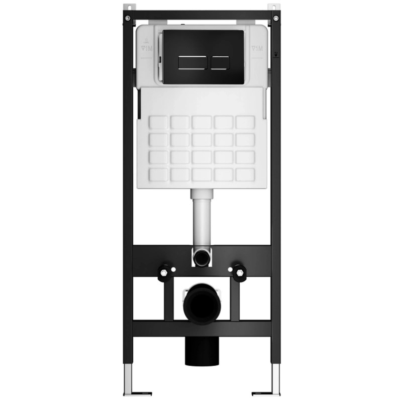 Система инсталляции WAVE двухрежимная кнопка V2 черная пневматика без унитаза 