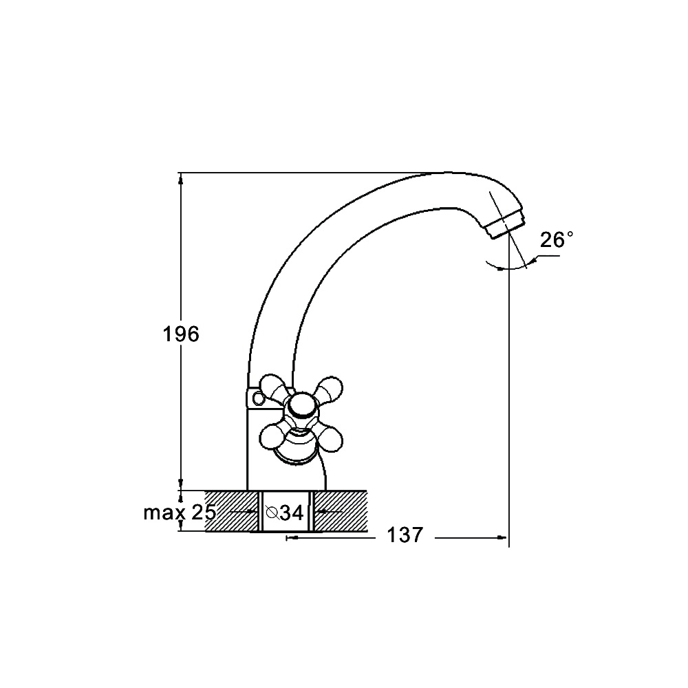 Смеситель для кухни G-lauf QMT4-С722 двухручковый