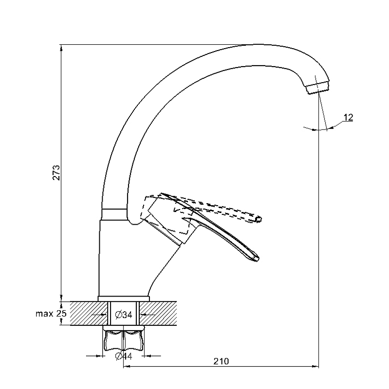 Смеситель для кухни G-lauf 9G4-A181KH сатин