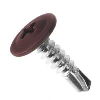 Саморез с прессшайбой 4,2*16 темно-коричневый со сверлом RAL 8017