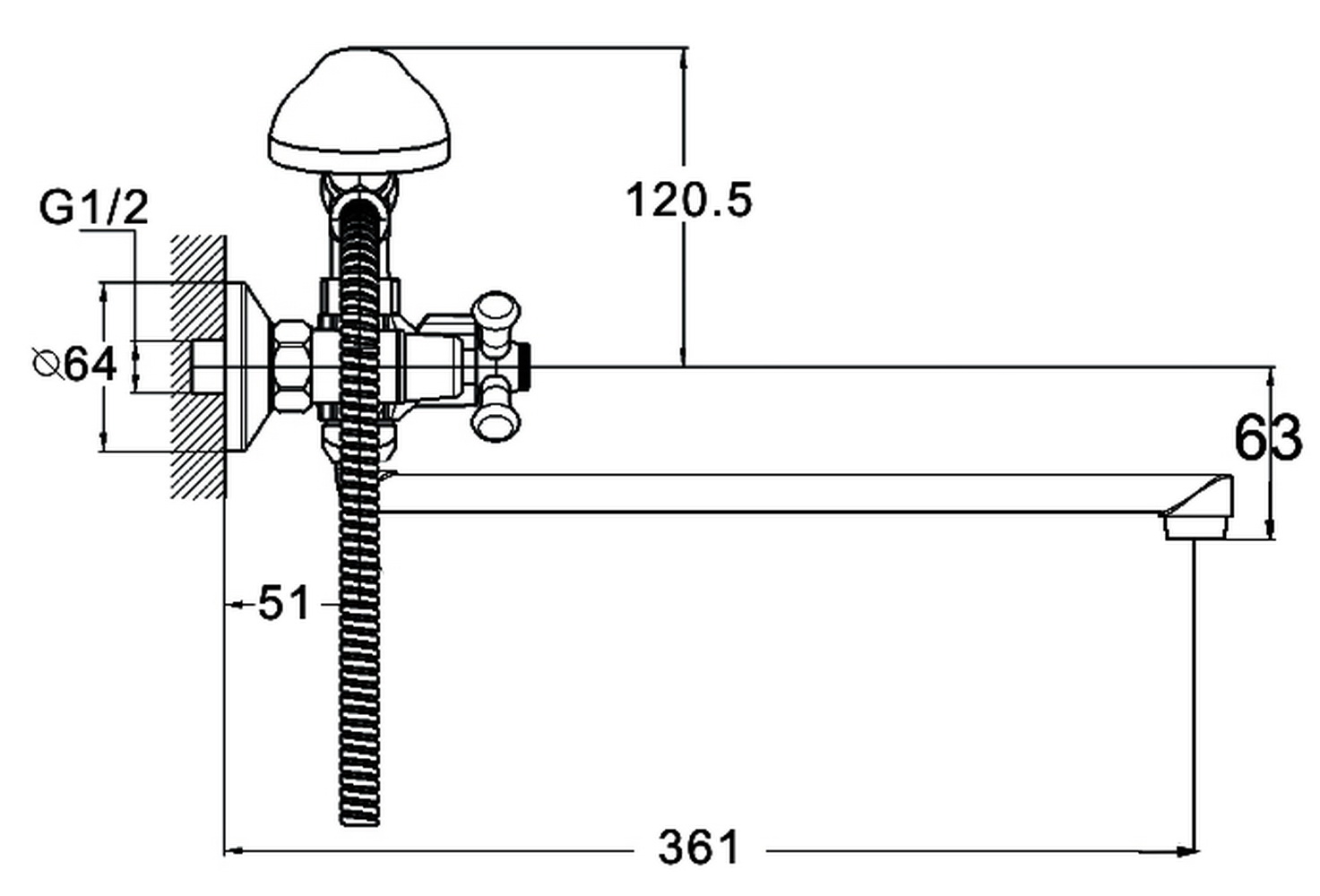 Смеситель для ванны G-lauf QMT7-B722 двухручковый