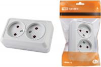 Розетка накладная двойная TDM ЛАДОГА 10А 1801-0061 со шторками