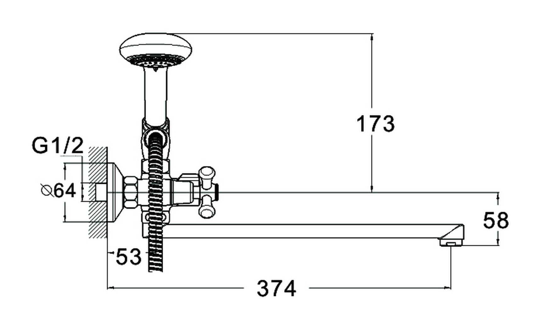Смеситель для ванны G-lauf QST7-А827 двухручковый латунь