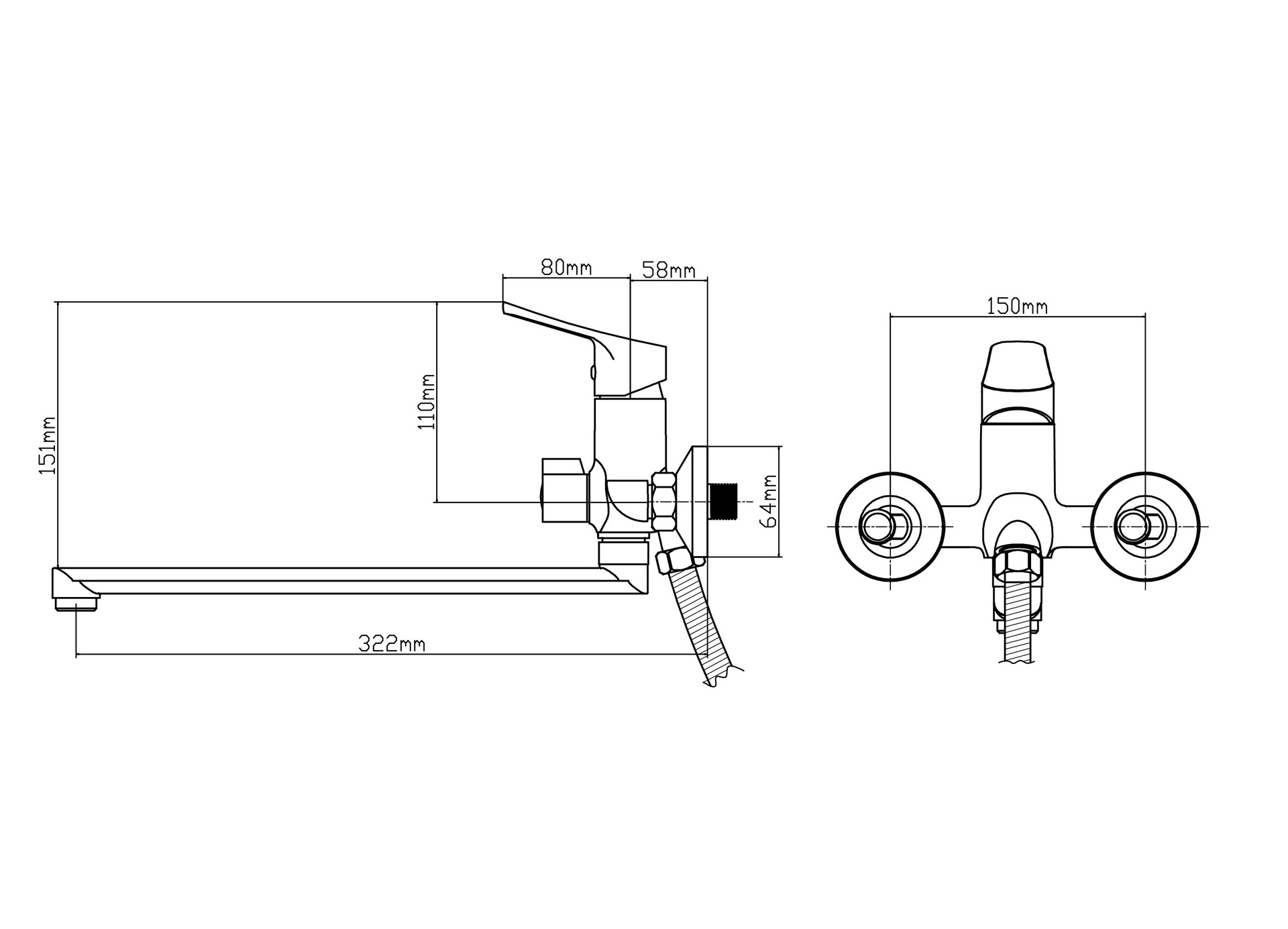 Смеситель для ванны BOOU В8290-18F латунь