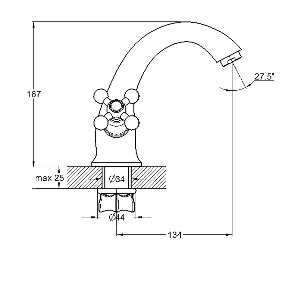 Смеситель для умывальника G-lauf QML1-А827 двухручковый