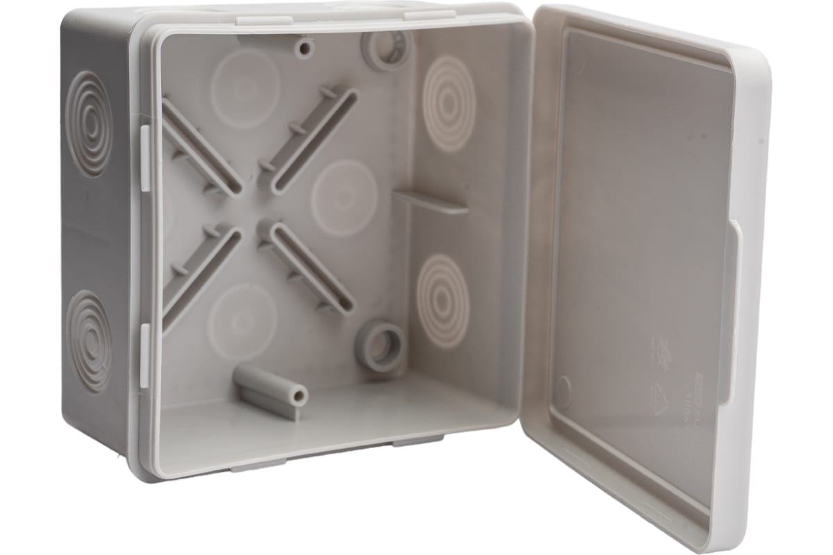 Распределительная коробка 100*100*55 мм 4 входа TDM серая квадратная