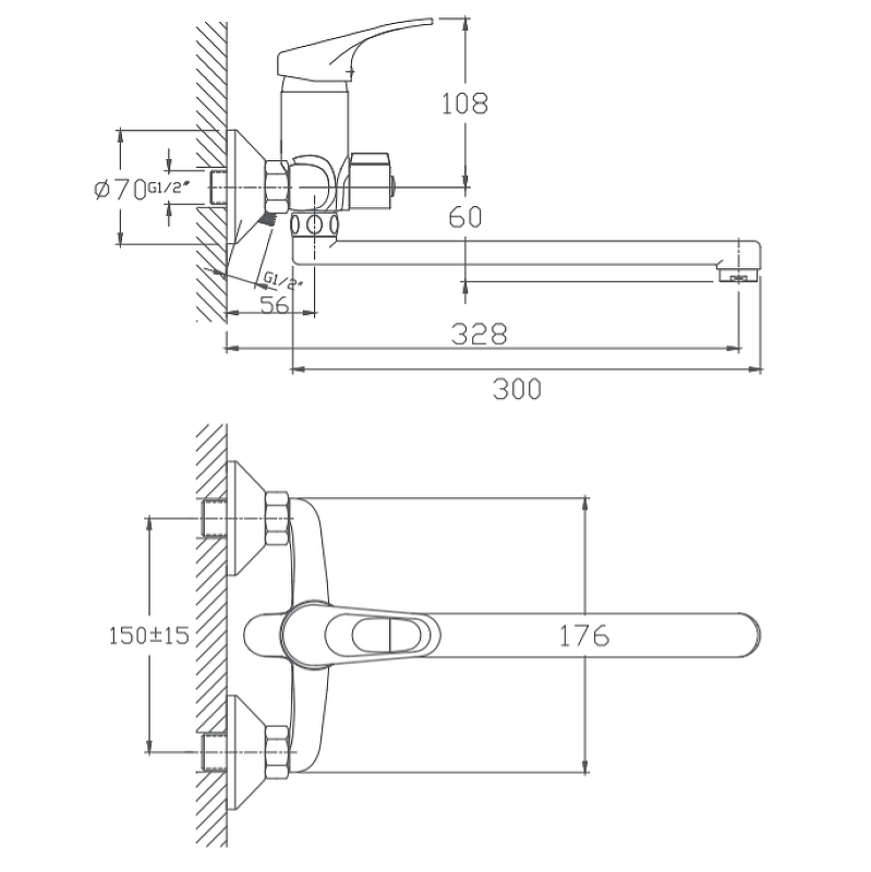 Смеситель для ванны HAIBA НВ2213 латунь