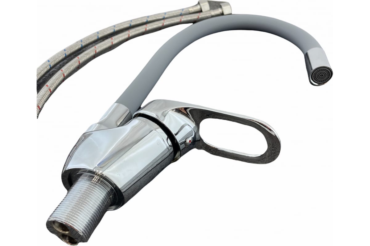 Смеситель для кухни Rainsberg R3193FE-5 гибкий серый 2 режима