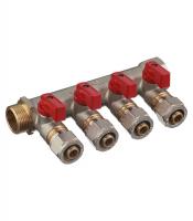 Коллектор ф3/4 ВР/НР с кранами 16ц*4 выхода