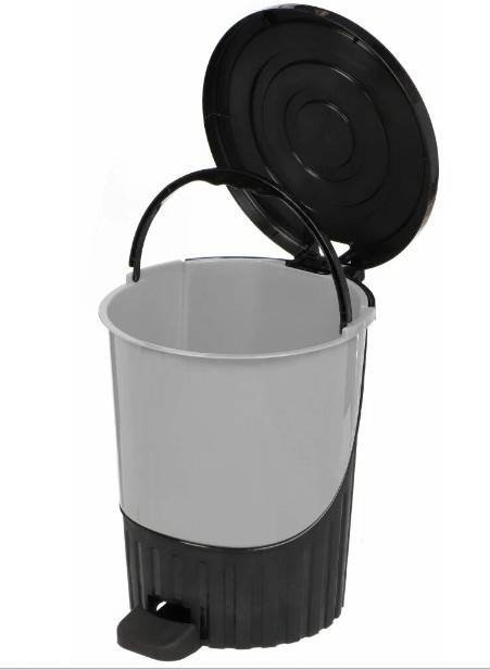 Ведро для мусора 8 л. с педалью серо-черный Dunya Plastik