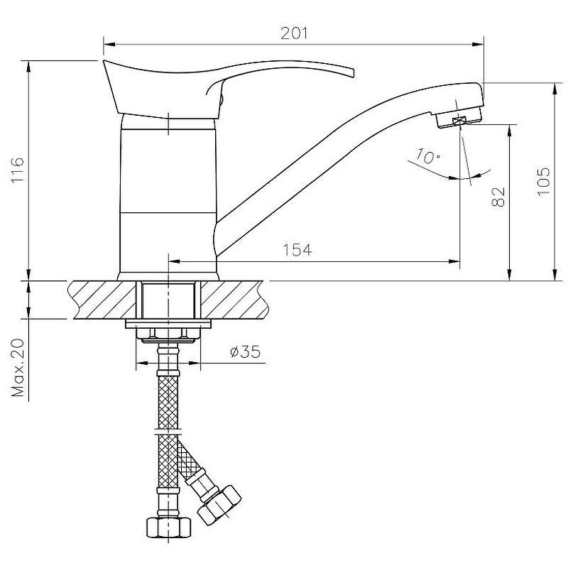 Смеситель для умывальника HAIBA НВ4501-2 латунь