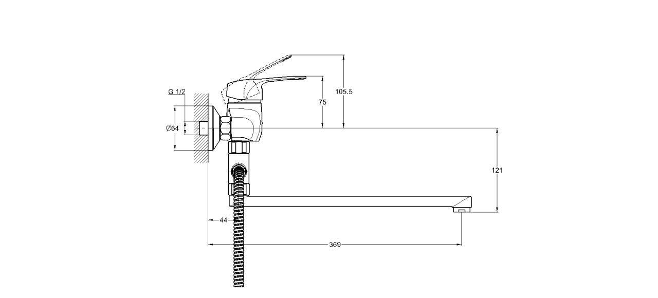 Смеситель для ванны G-lauf KLO6-C048 одноручковый 
