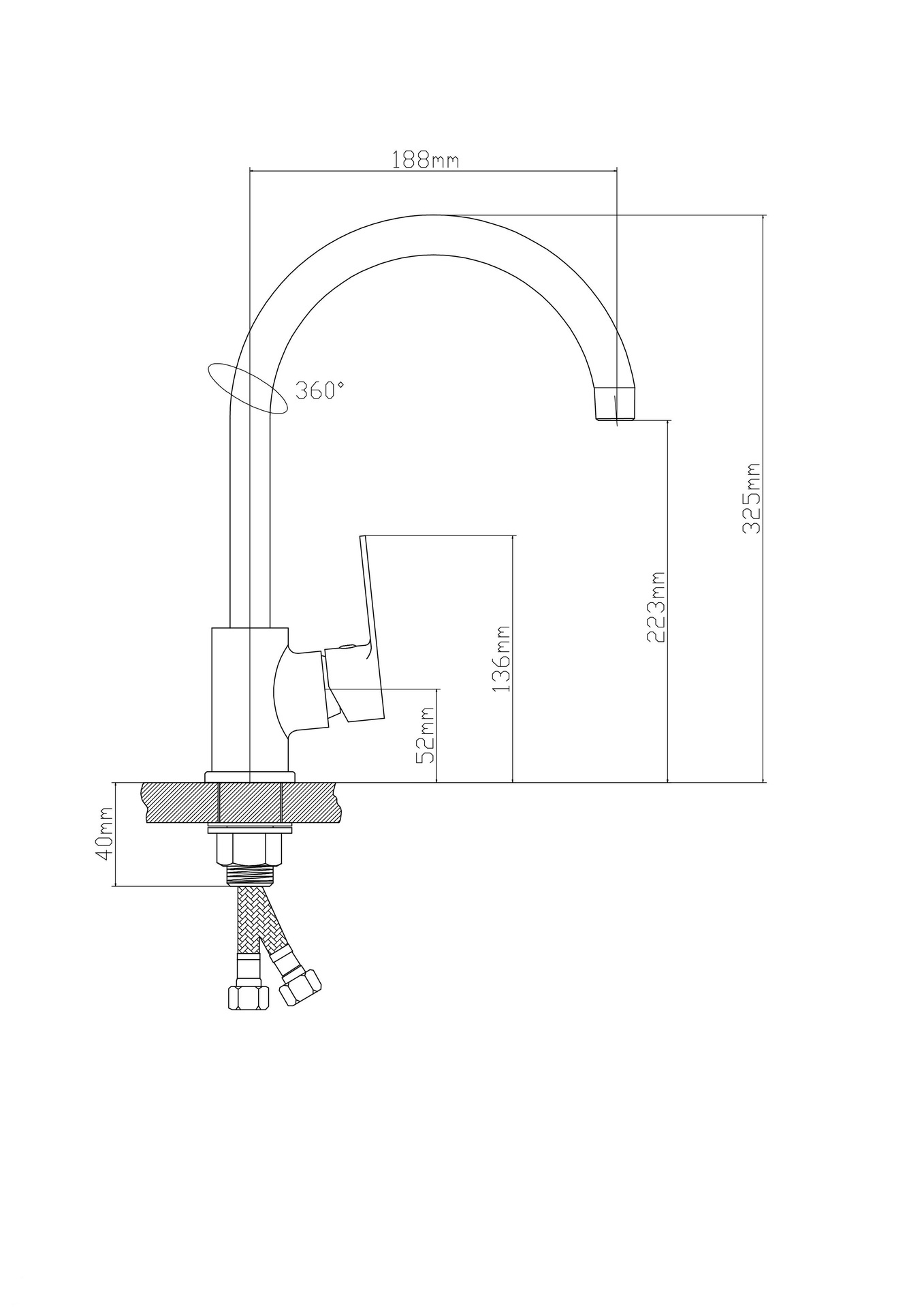 Смеситель для кухни BOOU B8289-28J латунь