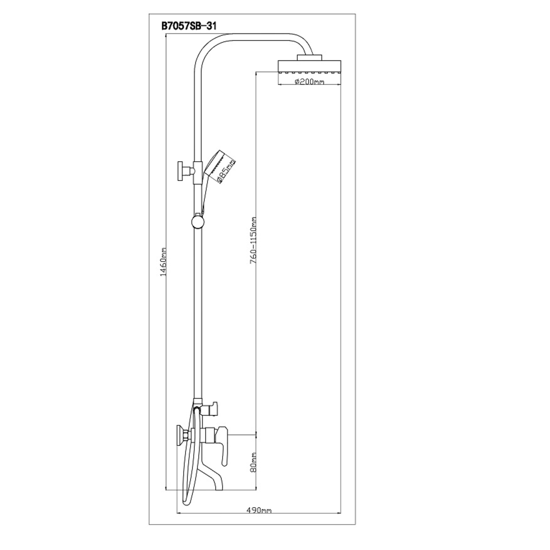 Смеситель для ванны с душевой стойкой BOOU B7057SB-31 латунь