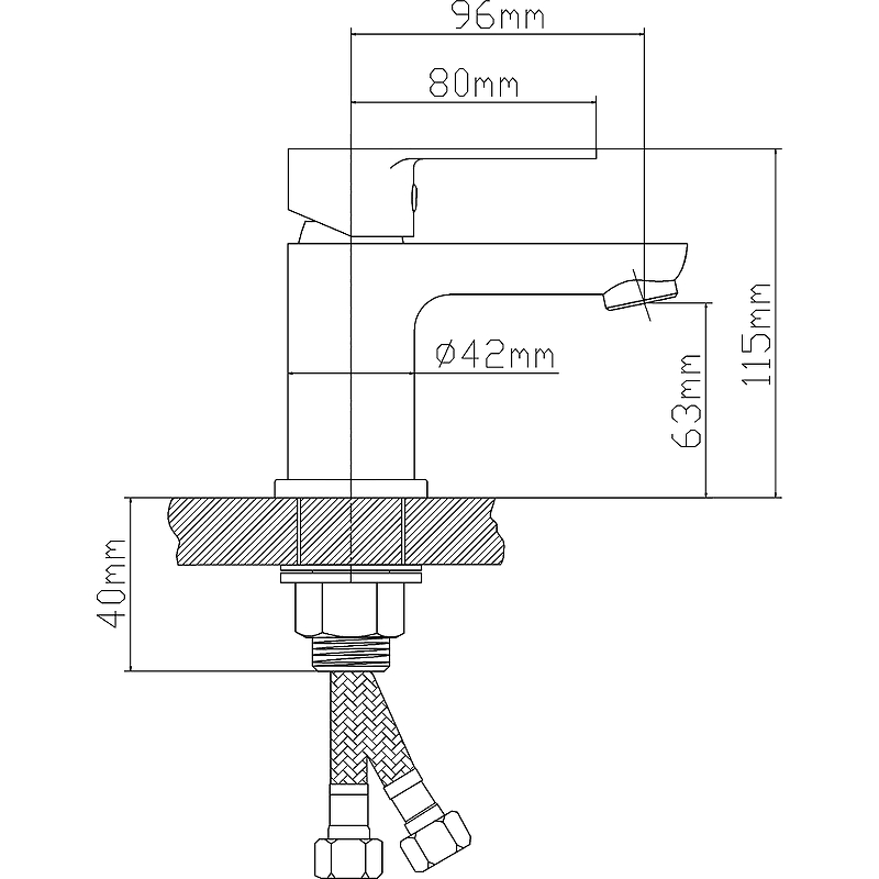 Смеситель для умывальника BOOU В8289-1J латунь