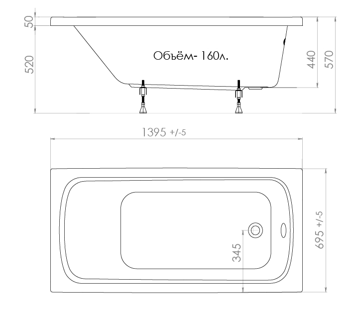 Ванна акриловая Тритон УЛЬТРА 140