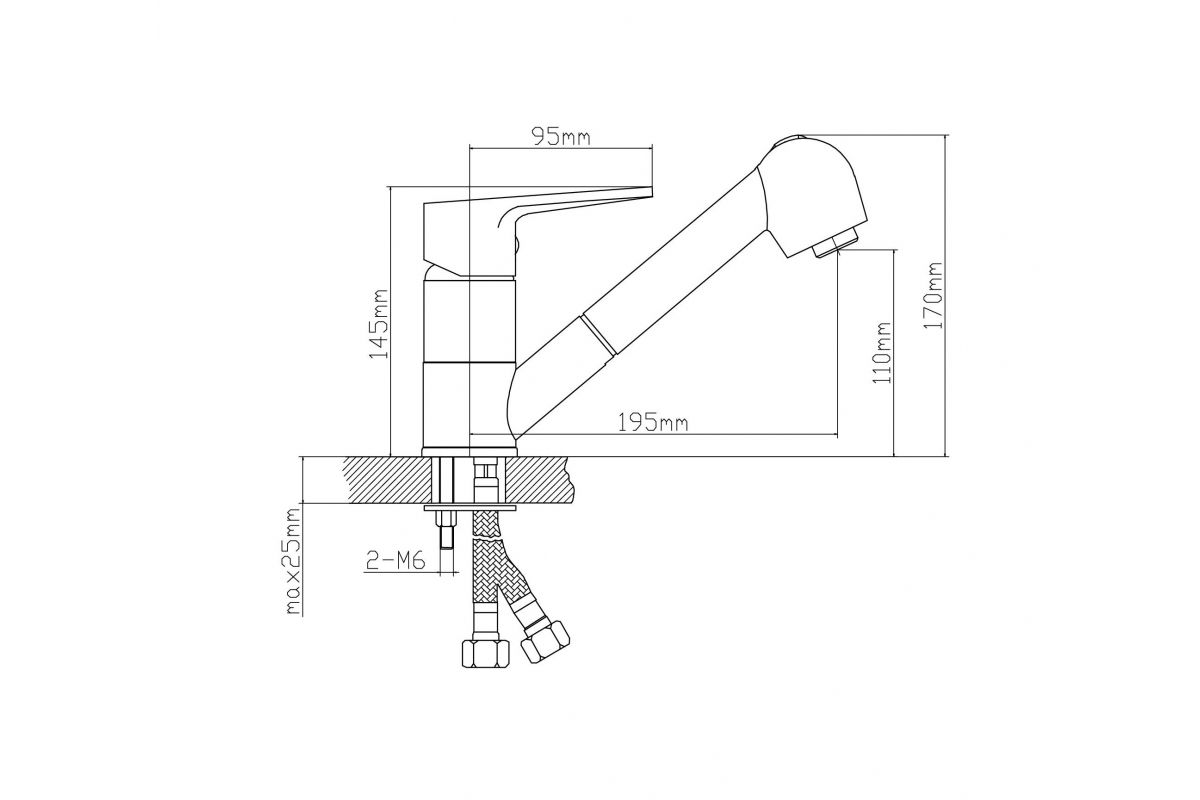 Смеситель для кухни BOOU B8282-8 латунь с вытяжной лейкой