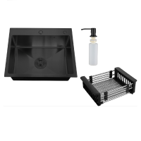 Мойка врезная РМС 50*50*20 MR-5050 BL графит (мойка+корзина раздвижная+дозатор врезной)