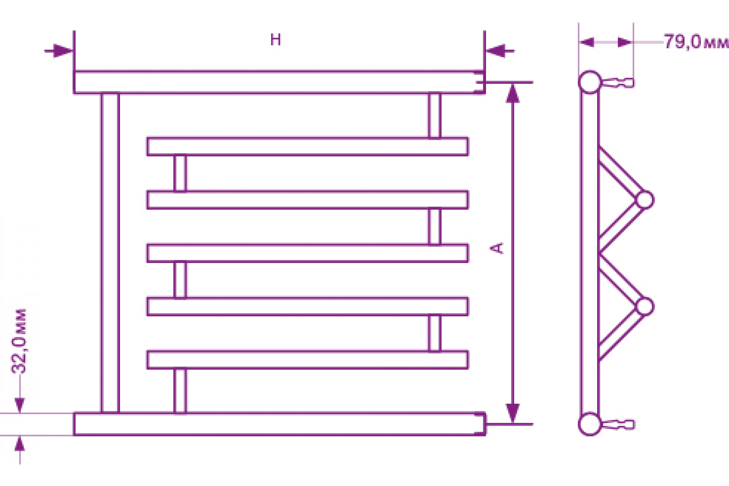 Полотенцесушитель нержавеющий ZOX ПМ3 50*60  ПОЛКА ФОКСТРОТ 3