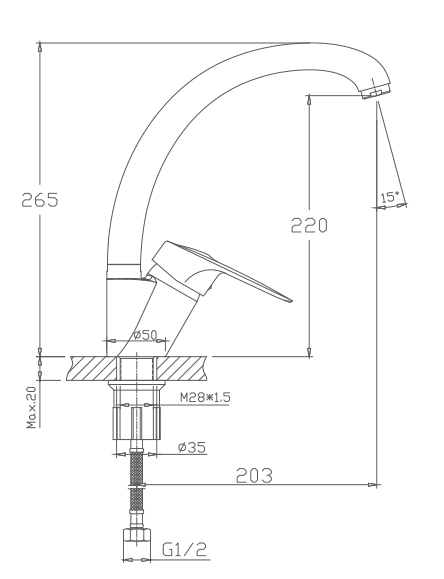 Смеситель для кухни HAIBA НВ4104-2 латунь