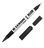 Маркер двухсторонний 0,5/1мм LEKON DUO черный