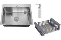 Мойка врезная РМС 50*50*20 MR-5050 нержавейка (мойка+корзина раздвижная+дозатор врезной)