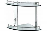 Полка угловая 2-х ярусная 24*24*27 полки стекло "Рыжий кот" CG-05