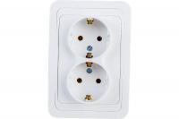 Розетка врезная двойная TDM ВАЛДАЙ 1804-0010 с заземлением 