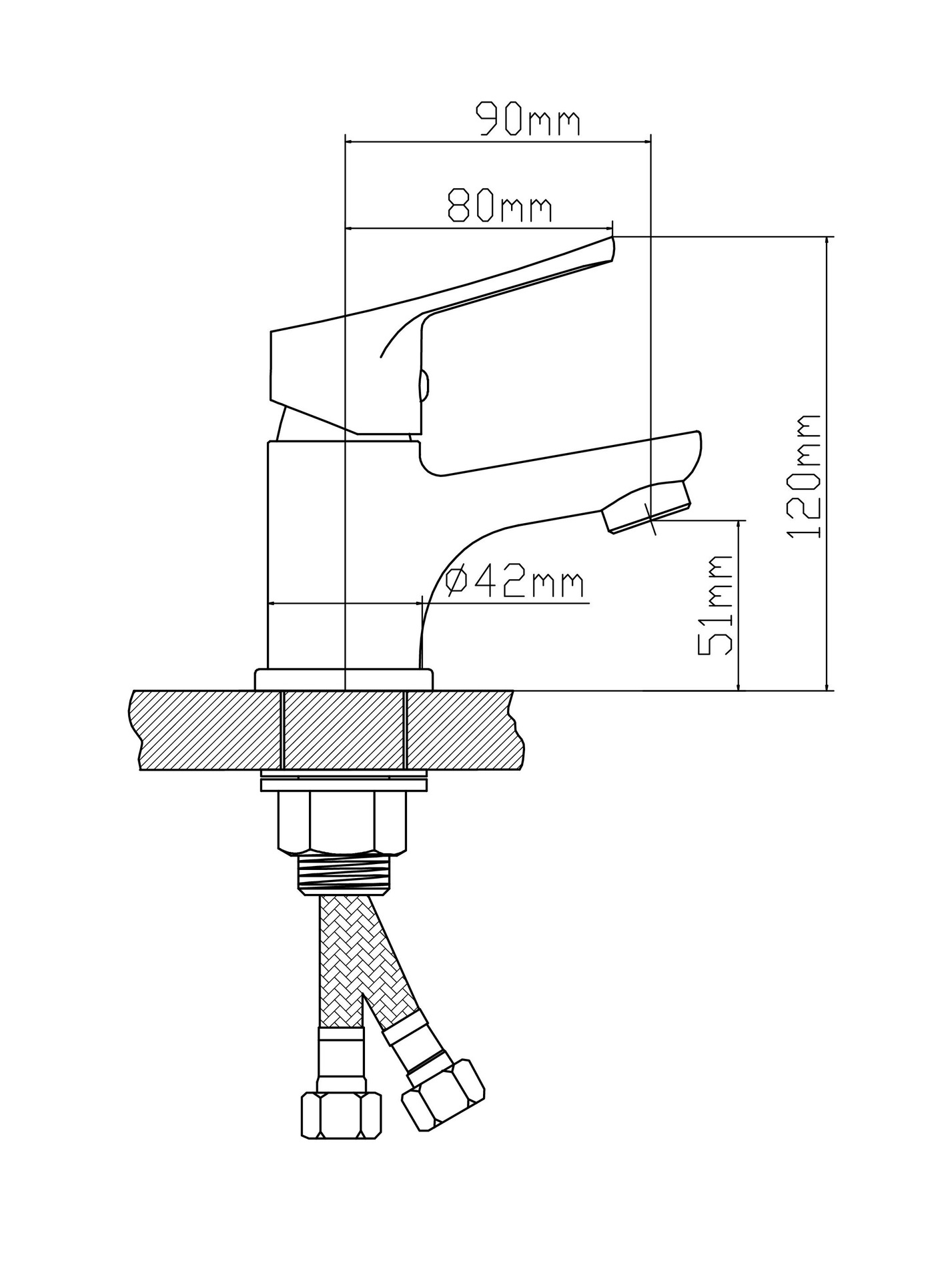 Смеситель для умывальника BOOU В8290-1J латунь
