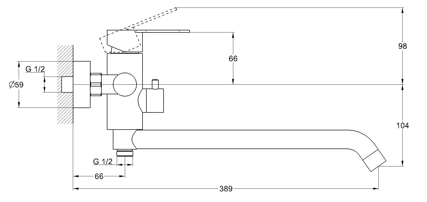 Смеситель для ванны G-lauf ZAP7-A090 одноручковый нержавеющий 
