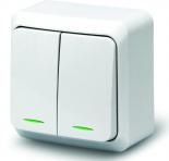 Выключатель накладной двойной BULECTRICA ПРАЛЕСКА АКВА влагостойкий IP54