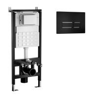 Система инсталляции WAVE двухрежимная кнопка V2 черная пневматика без унитаза 