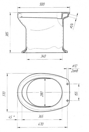 Унитаз ДАЧНЫЙ с сиденьем Оскольская керамика