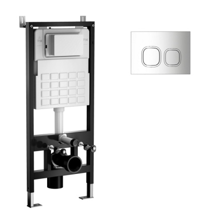 Система инсталляции WAVE двухрежимная кнопка А3 хром механика без унитаза 