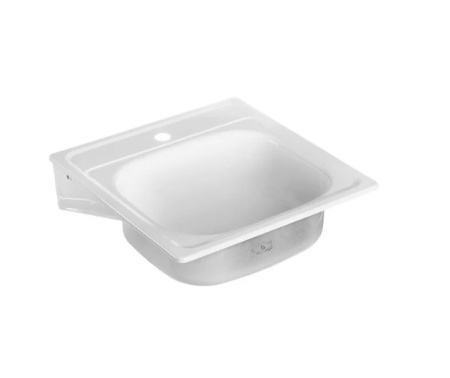 Мойка эмалированная 50*50 белая с кронштейнами