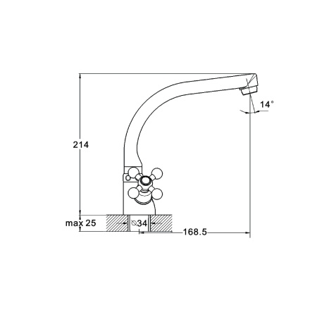 Смеситель для кухни G-lauf QMT4-D722 двухручковый шпилька 