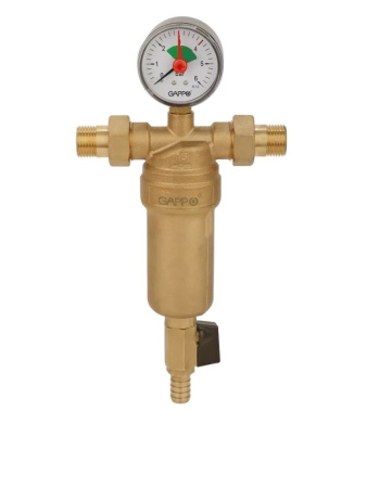 Фильтр латунный самопромывной с манометром Ф1/2 GAPPO G1411.04
