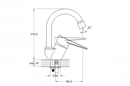 Смеситель для умывальника Solone SUP1-A045
