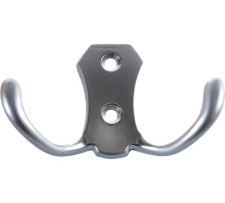 Крючок двухрожковый мебельный хром