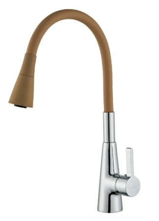 Смеситель для кухни FEINISE N49138R3-24 с гибким бежевым изливом латунь
