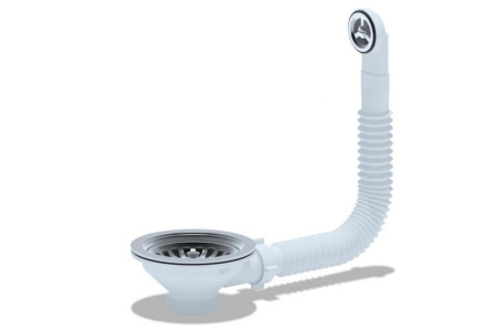 Перелив для мойки 3 1/2" АниПласт N320 S гибкий, вертикальный корпус