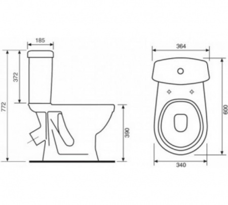 Унитаз-компакт Оскольская керамика СУПЕРКОМПАКТ горизонтальный выпуск (г. Старый Оскол)